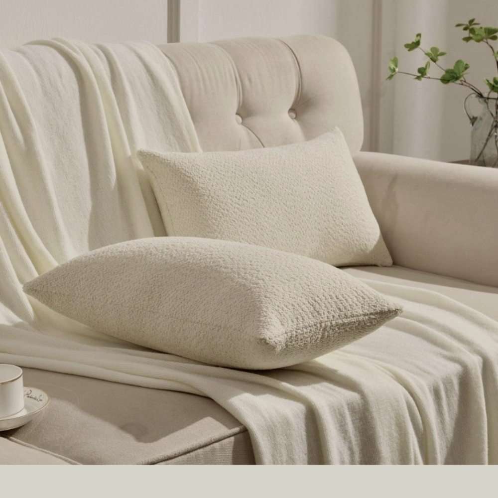 Cozy Textured Throw Pillow Covers, Decorative Elegant Lumbar 12x20 cream‎ NWOT